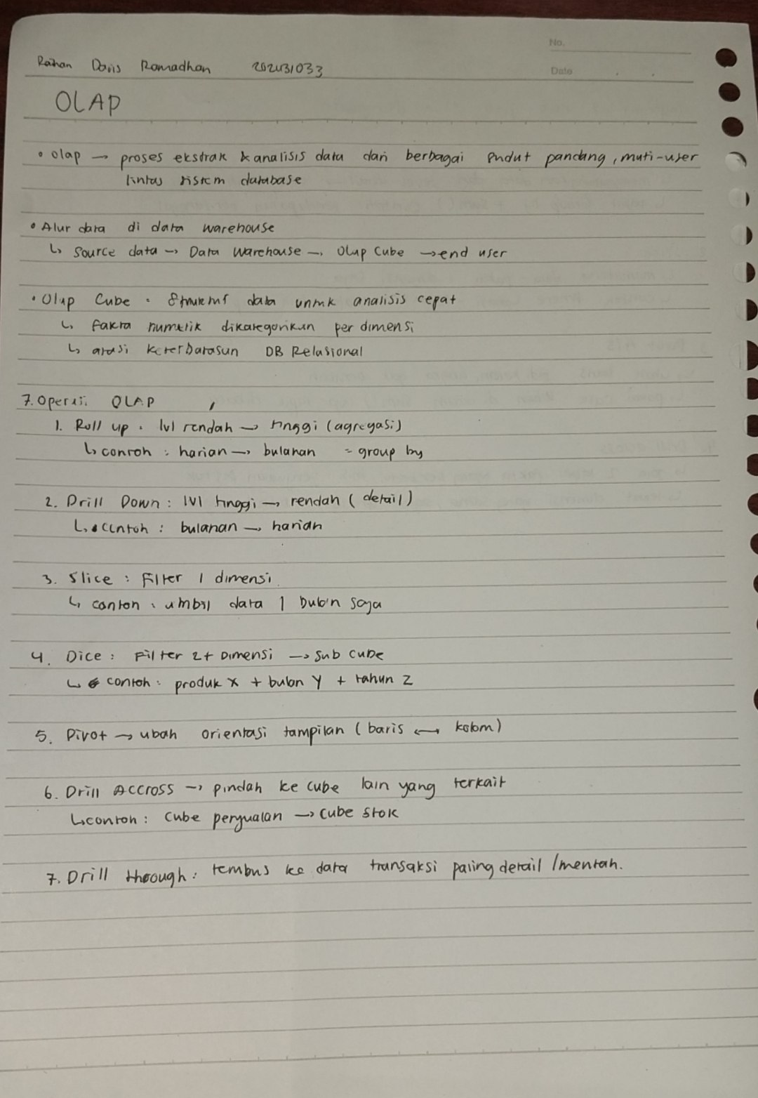 Sampul catatan Pertemuan 9 - OLAP